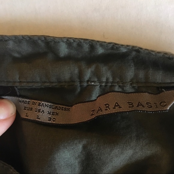 Zara basics olive green long sleeve top shirt - Picture 5 of 6